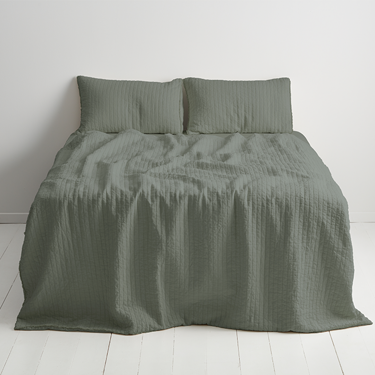 Linen Quilted Coverlet Eucalyptus