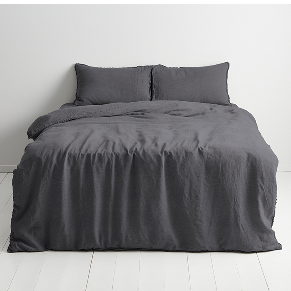 Linen Quilt Cover Set Asphalt