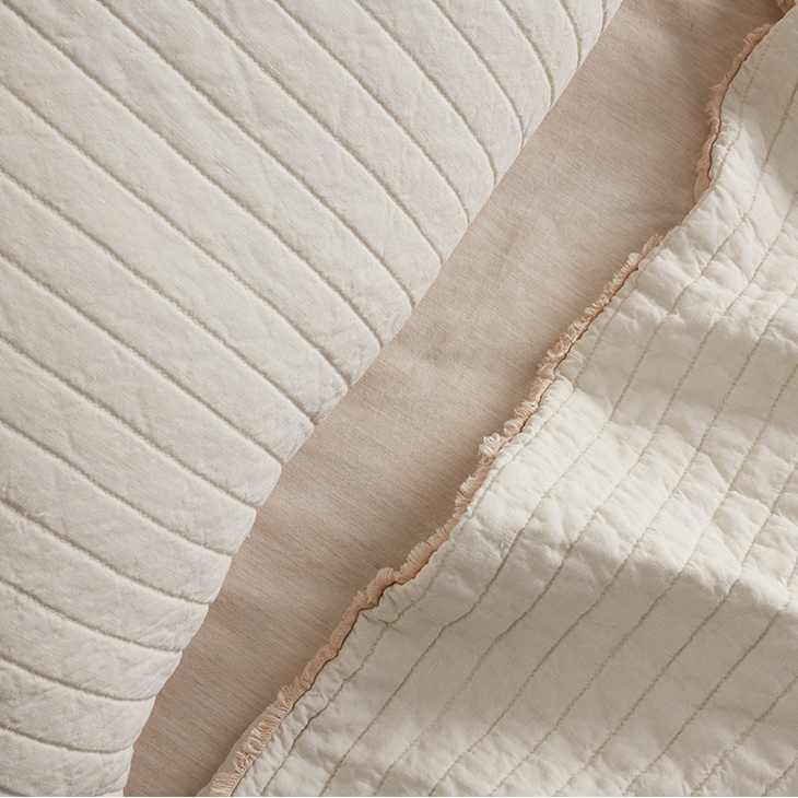 Linen Quilted Coverlet Natural
