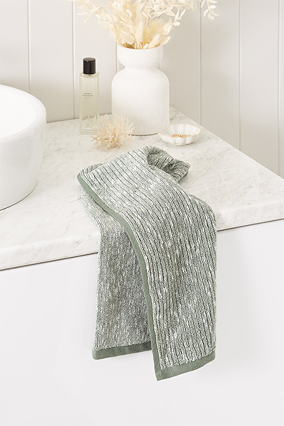 Cotton Textured Rib Hand Towel - Laurel Wreath / Tofu