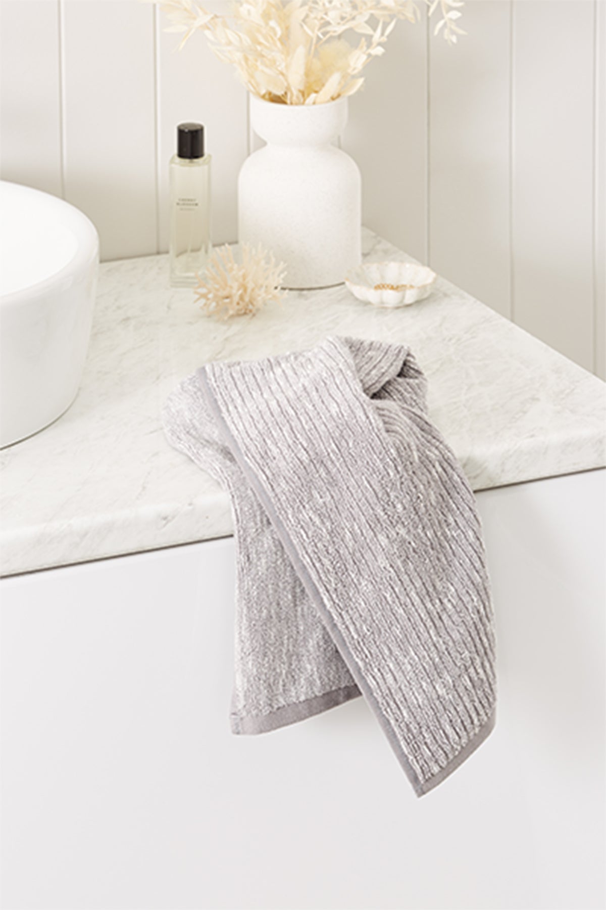 Cotton Textured Rib Face Washer - Smoke / Tofu