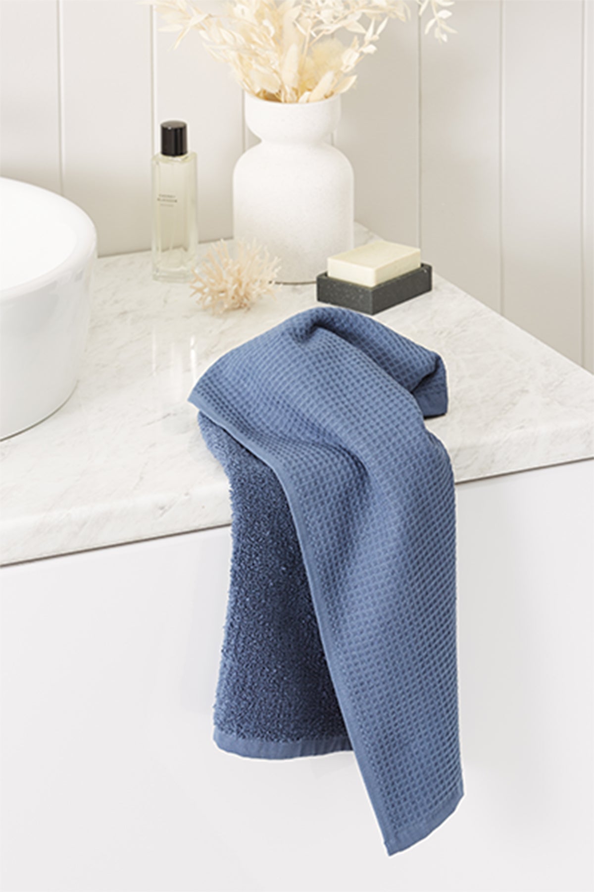 Cotton Waffle Face Washer - Vintage Indigo