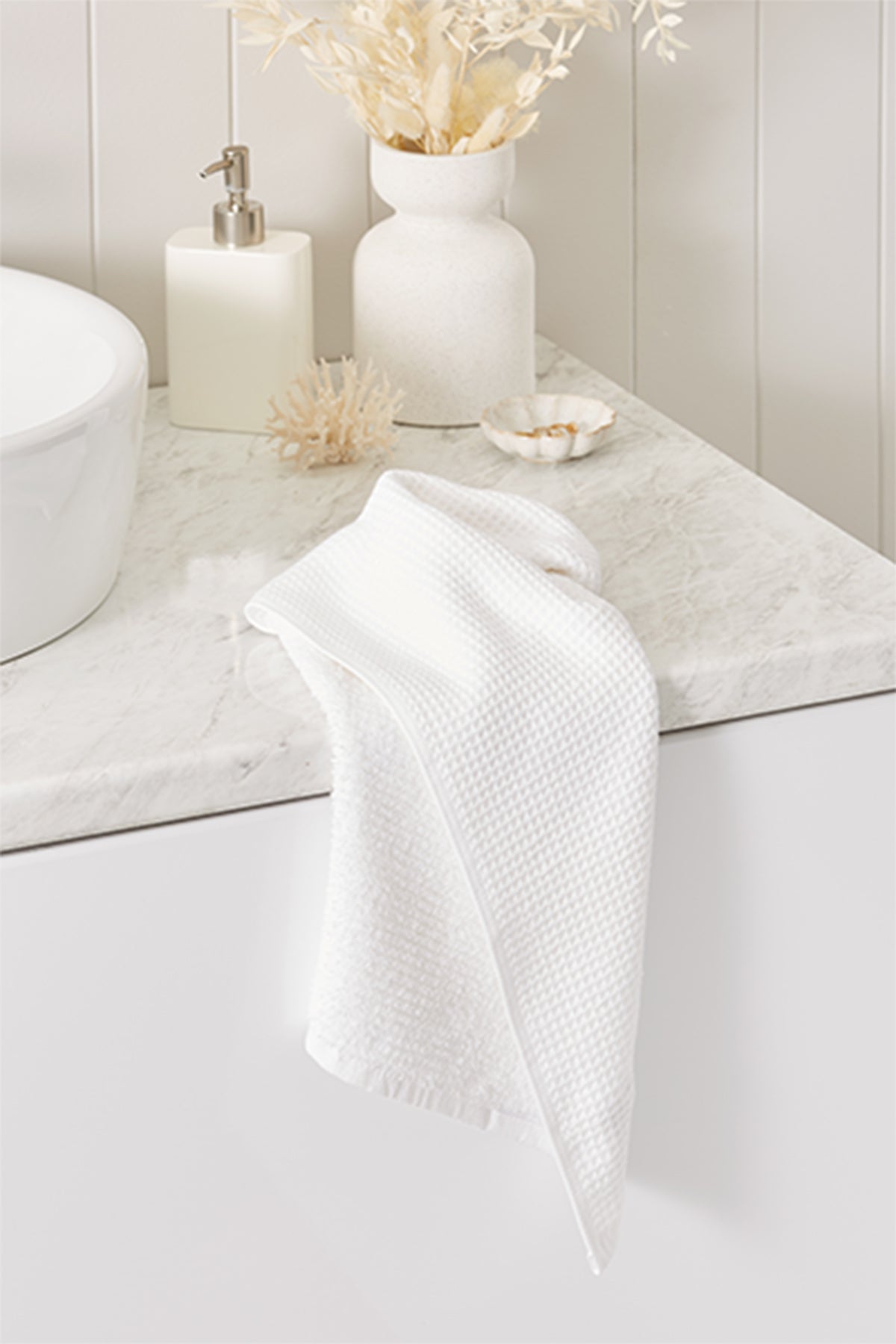 Cotton Waffle Face Washer - White