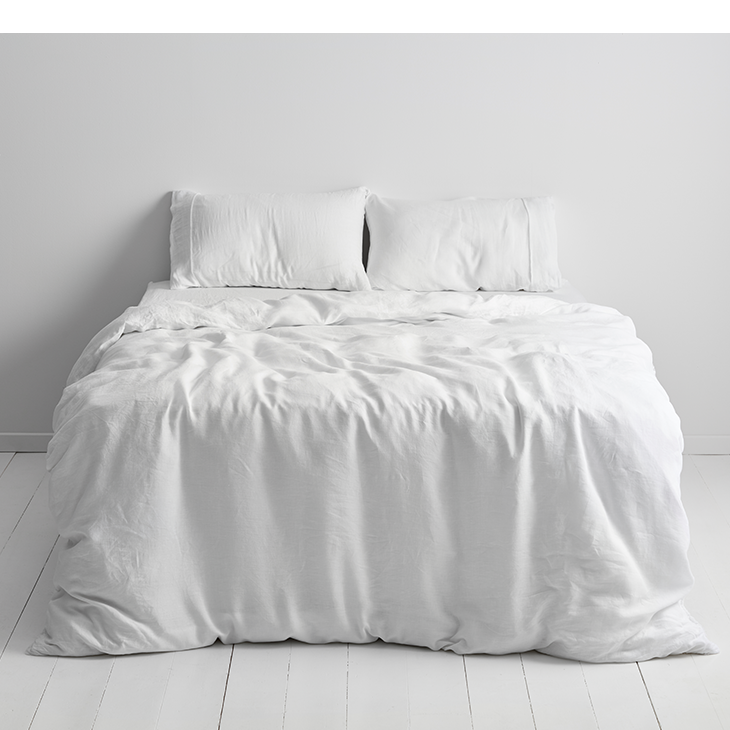 Linen Quilt Cover Set White