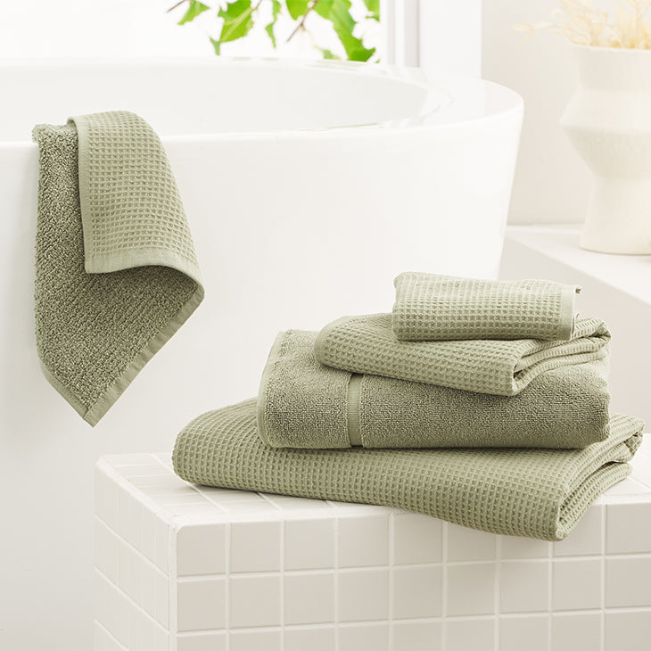 Cotton Waffle Bath Sheet - Seaspray