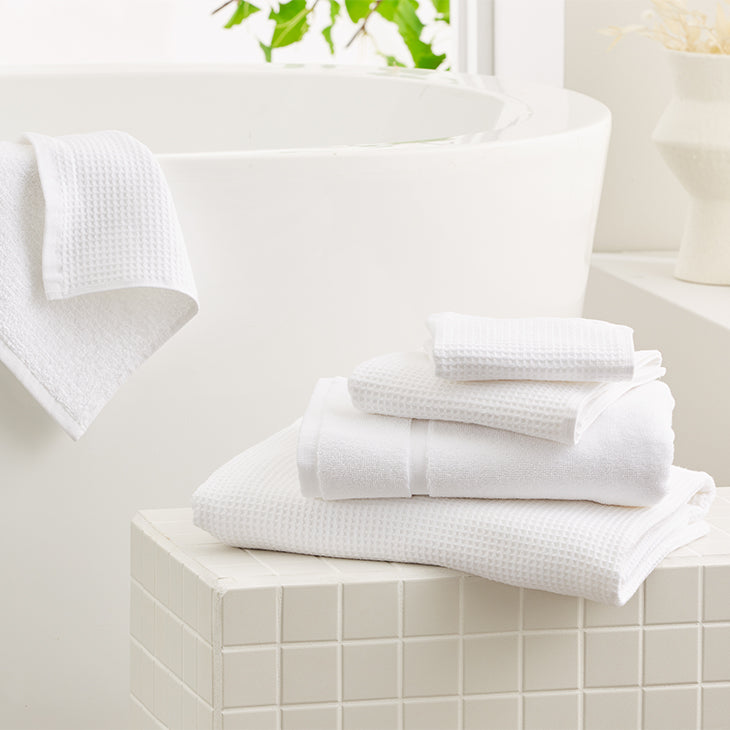 Cotton Waffle Bath Sheet - White