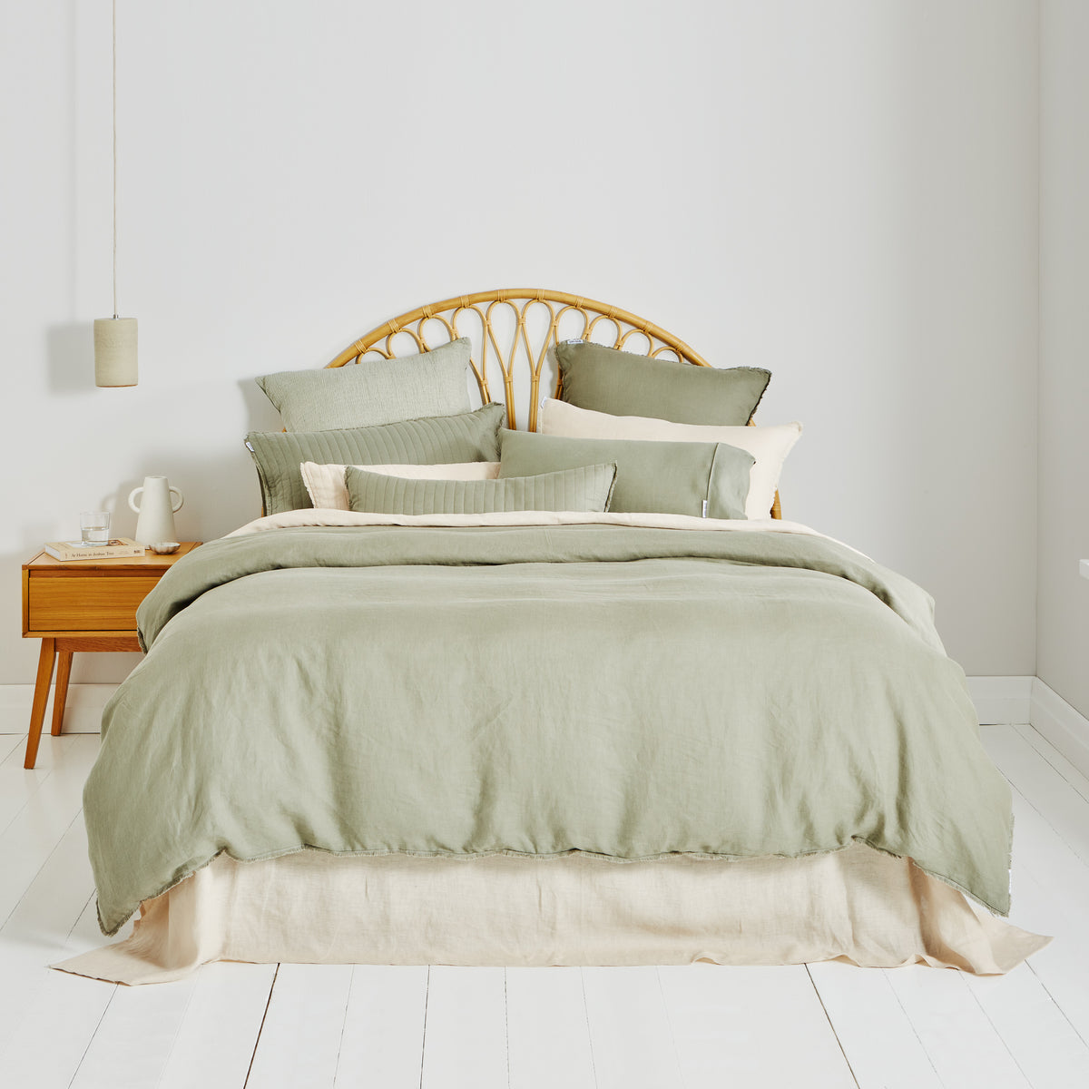 Linen Quilt Cover Set Eucalyptus