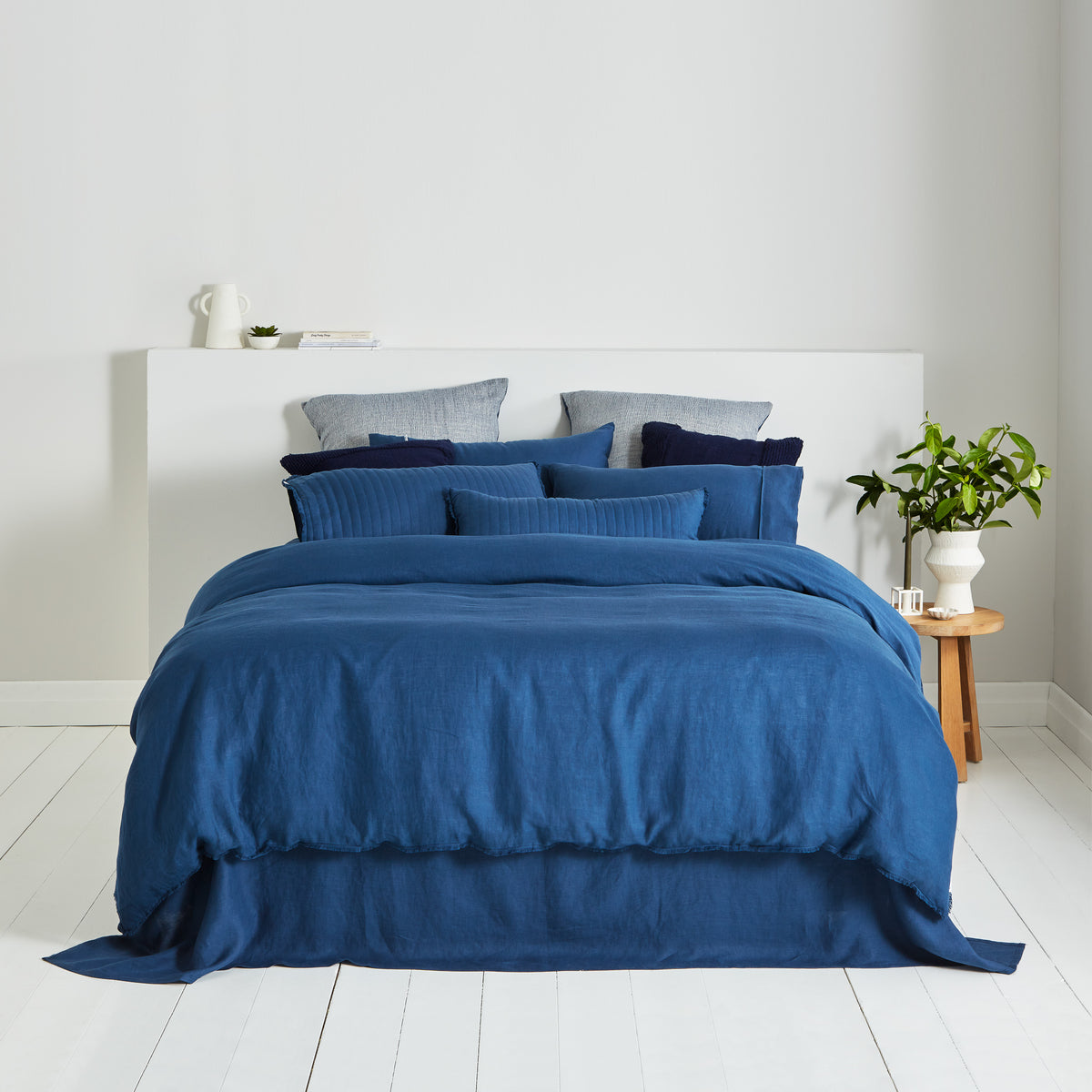 Linen Quilt Cover Set Indigo