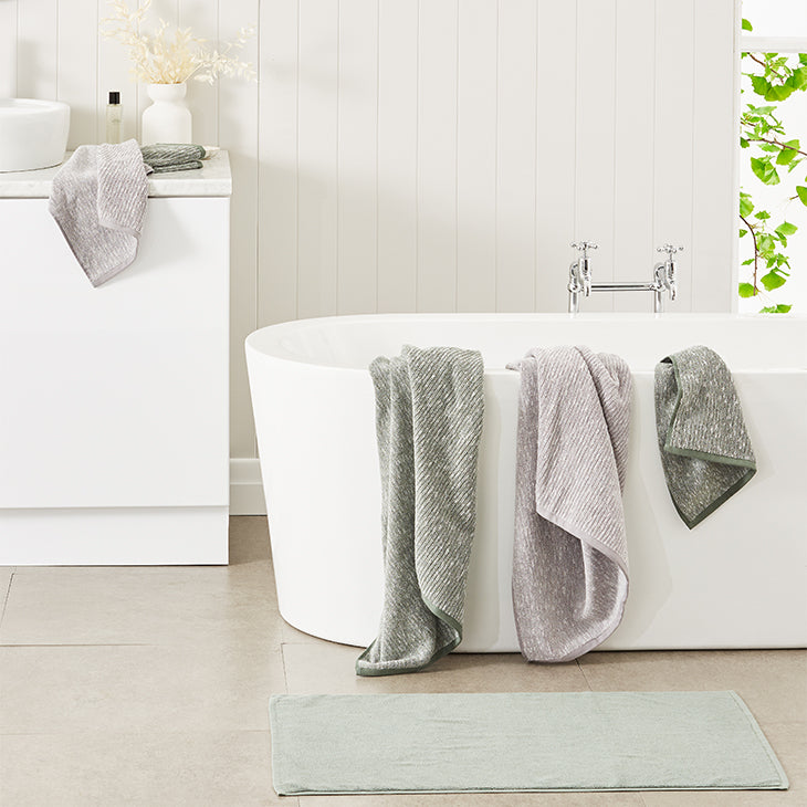 Cotton Textured Rib Bath Towel - Smoke / Tofu