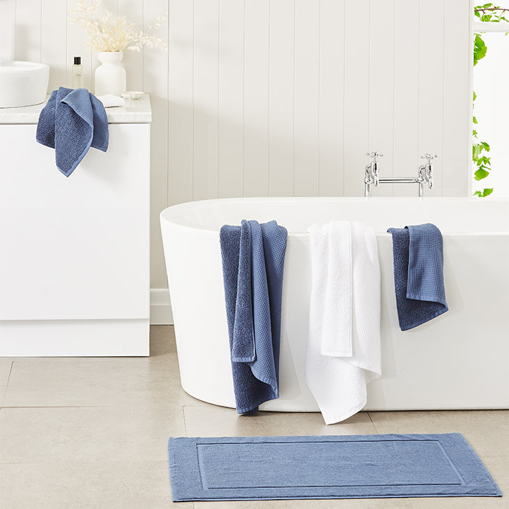 Cotton Waffle Bath Mat - White