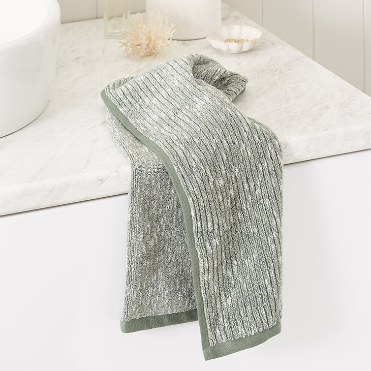 Cotton Textured Rib Face Washer - Laurel Wreath / Tofu