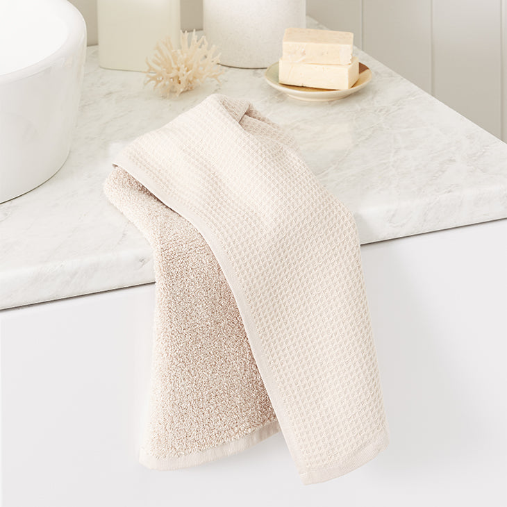 Cotton Waffle Face Washer - Moonbeam