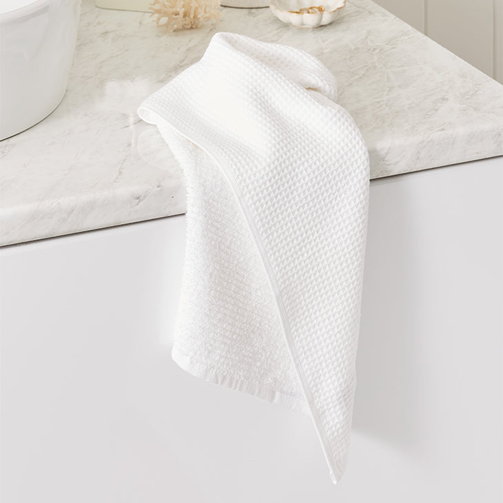 Cotton Waffle Hand Towel - White